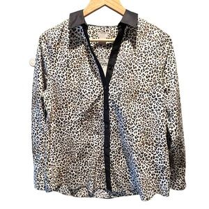 Chico's Caroline Blocked Animal Print Long Sleeve Blouse - NWT